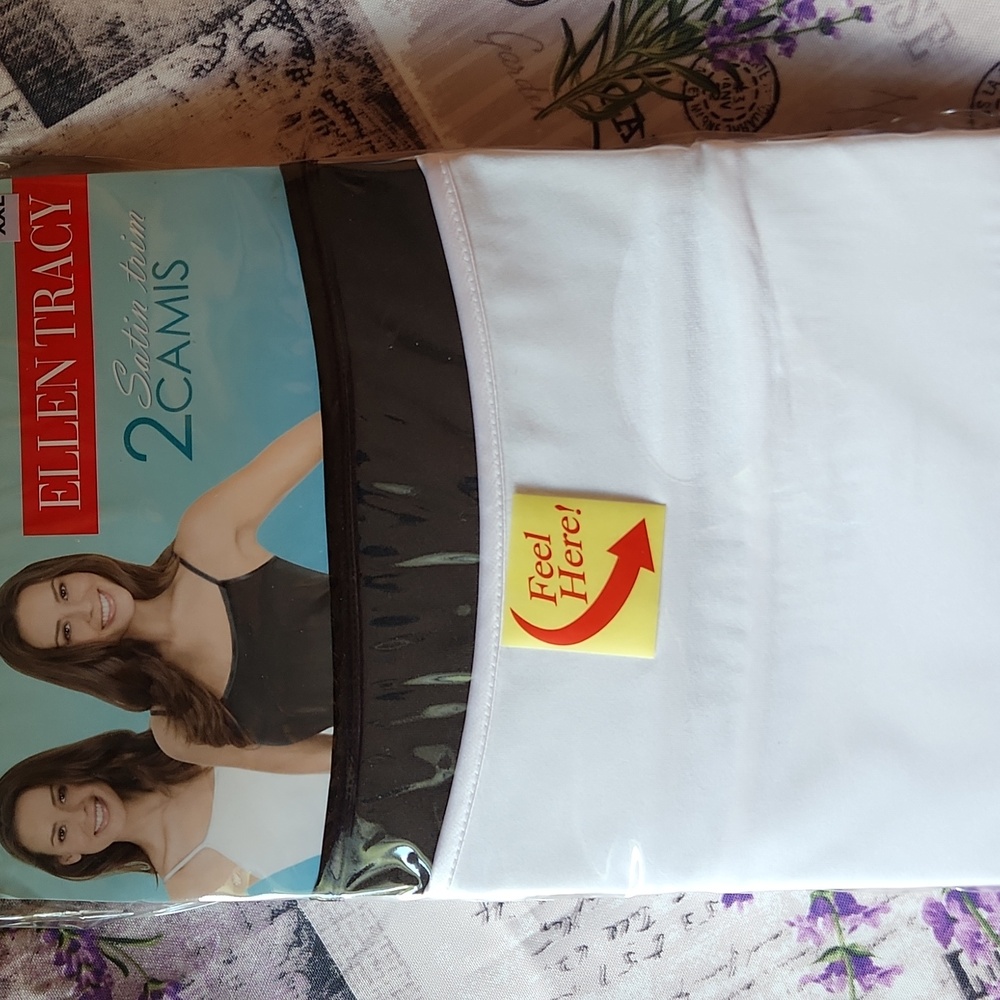 Ellen Tracy Women's Black and White Satin Trim Camisole Set Of 2 / XXL / NWT